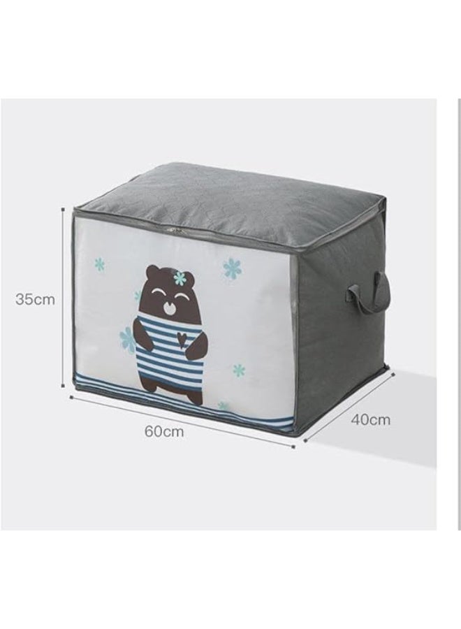 Clothes Storage Bag Blankets Storage Bag Storage Pouch Organizer Cartoon Prints Folding Clothes Organizer for Clothes Quilt Blanket - Image 2